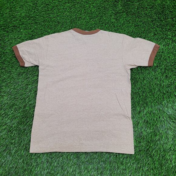 Vintage 90s Unicorn Ringer Shirt Womens Medium 18x24 Brown - Picture 2 of 13